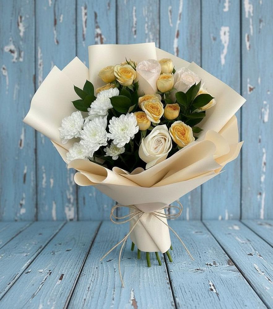 Букет цветов из: Розы и Хризантемы в Губкине