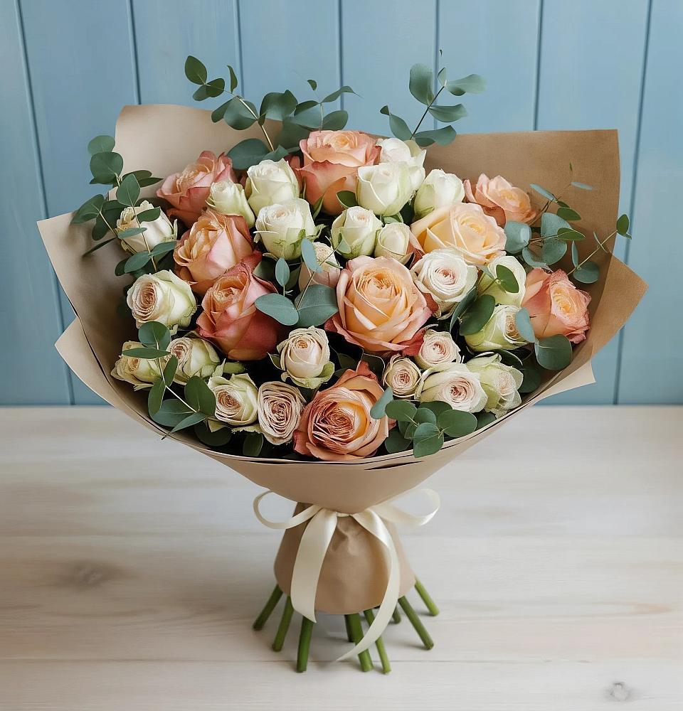 Букет цветов из: Альстромерии и Розы в Губкине