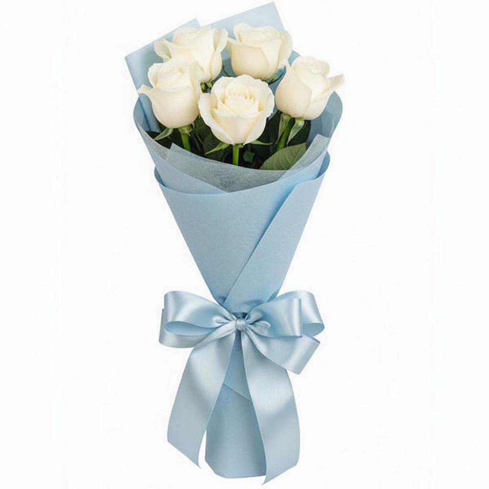 Букет 5 Белых роз Проуд в Губкине