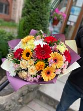 Букет цветов из:  Герберы, Ромашки, Хризантемы, Розы и Подсолнухи #REPLACE_PRED# Губкине