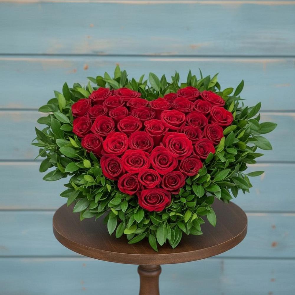 Цветочная композиция из Розы в виде сердца в Губкине