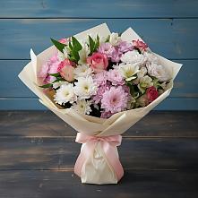 Букет цветов из:  Хризантемы, Альстромерии и Розы #REPLACE_PRED# Губкине