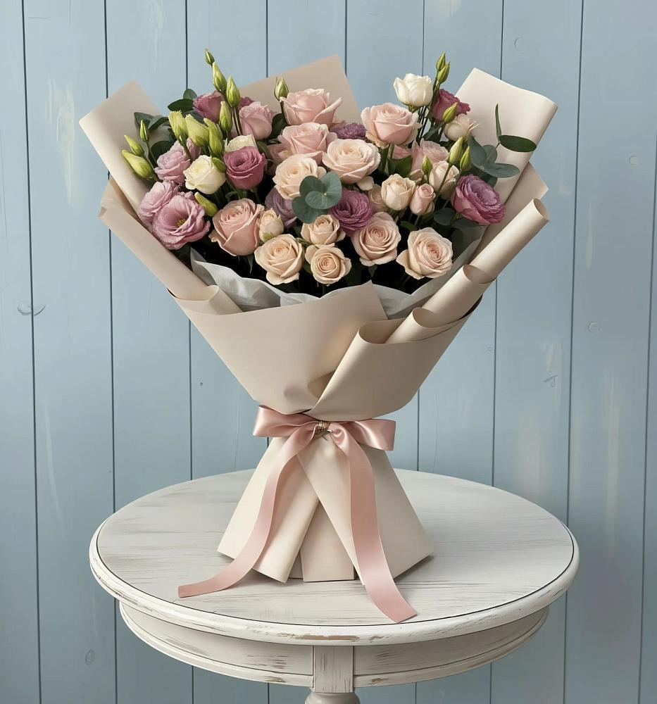 Букет цветов из: Розы и Лизиантусы в Губкине